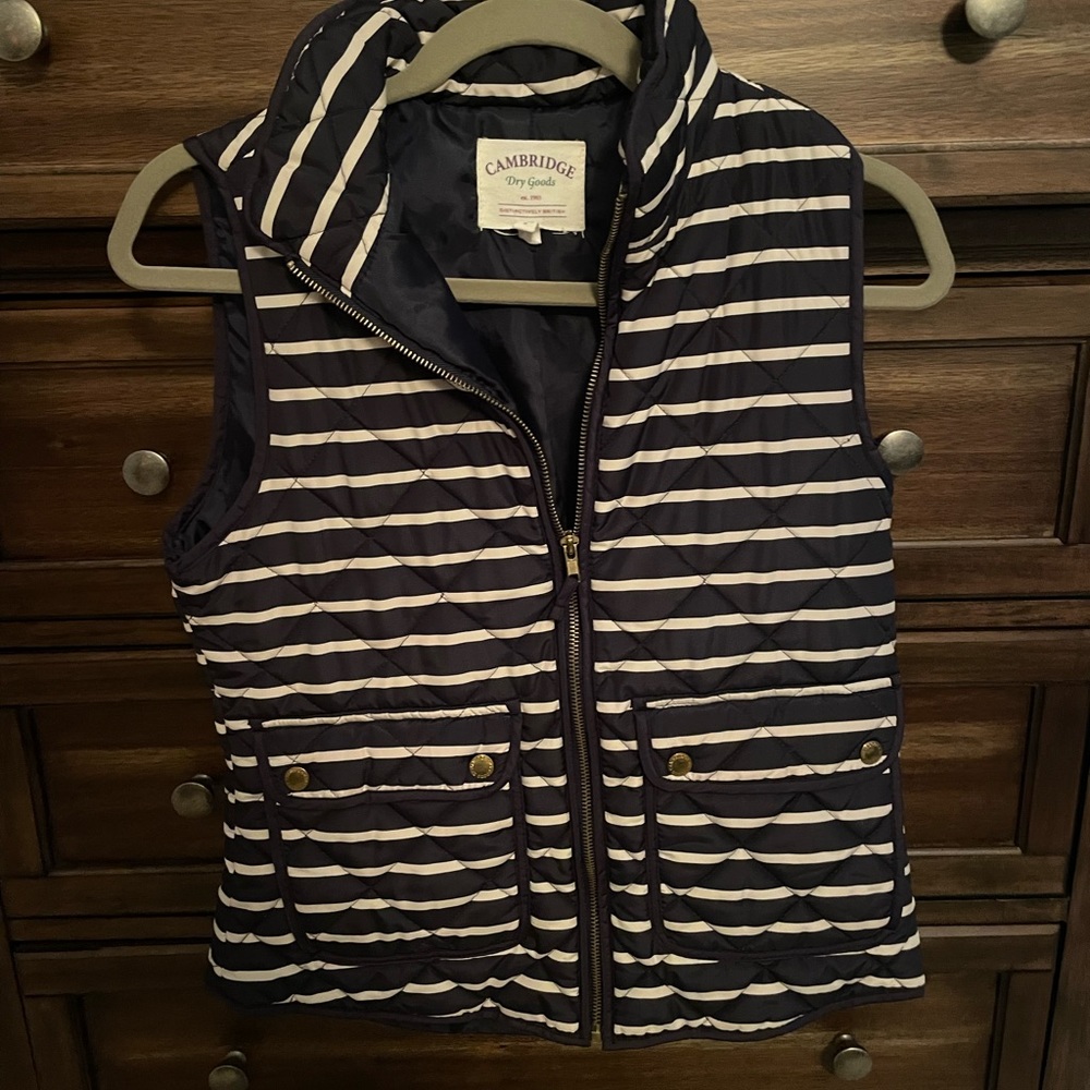 Navy & White Striped Vest